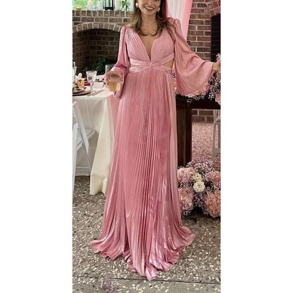 MAC DUGGAL Long Sleeve Cut Out Gown in Pink Size US 2 - Picture 15 of 16